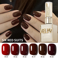 XEIJAYI Gel UV sans odeur en gros, étiquette privée, fournitures professionnelles pour les ongles, gel coloré pour les ongles, gel rouge pour les ongles du Nouvel An