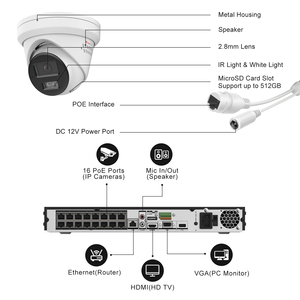 US in Stock 5MP <b>POE</b> <b>Camera</b> <b>System</b> IP67 24PCS Turret <b>Camera</b> 32CH NVR 16Ch <b>POE</b> Switch Motion Detection Support 24/7 Recording - Product Image 5