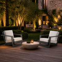 Moderner Luxus-Gartenstuhl mit Aluminiumrahmen, wasserdicht gepolsterter Loungesessel für Villa, Terrasse und Hotelprojekte