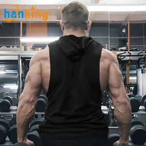 Ehanking Débardeur à capuche décontracté pour homme, gilet de sport sans manches de couleur unie, gilet d'entraînement, t-shirt de gymnastique, haut à capuche - Product Image 3