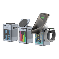 Jam Alarm Digital Magnetik Multifungsi 6 in 1 dengan Pengisi Daya Nirkabel dan Speaker