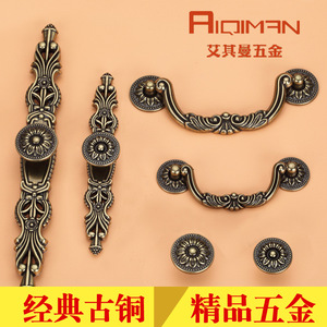 Poignées de meuble en bronze antique, en alliage de zinc moulé sous pression, style européen, pour armoire et tiroir, rondes, à trou unique - Product Image 5