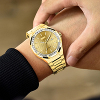 Reloj de Pulsera Automático para Hombre de Acero Inoxidable Dorado de 42 mm con Logotipo Personalizado OEM ODM, Movimiento Mecánico Miyota 8215, Resistente al Agua 50 m