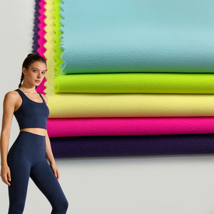 Grosir kain pakaian aktif berpori 73% poliester 27% spandeks-4 cara meregang cepat kering menyerap kelembaban ramah kulit - Product Image 1