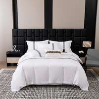 Parure de lit de luxe 4 pièces en coton, bord large, moderne et raffinée, taille personnalisable, respirante et écologique pour la maison