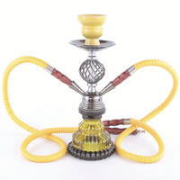 Chicha arabe métallique transfrontalière à double tube, ensemble complet avec tuyau miroir, accessoires pour bar à chicha