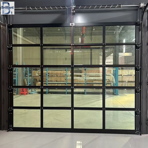 <span class=keywords><strong>Porte</strong></span> de <span class=keywords><strong>garage</strong></span> sectionnelle moderne brillante, finition élégante, double vitrage isolant, écran pliant en alliage d'aluminium, commande automatique - Product Image 1