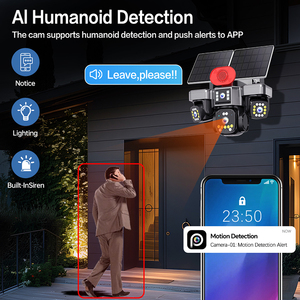 Caméra de sécurité solaire 4G AOV 16MP, 6 moteurs, 4 objectifs, 4 écrans, surveillance 24/7, vision nocturne couleur, caméra PTZ sans fil extérieure CCTV - Product Image 3