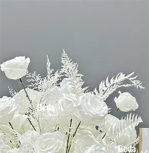 Beda Fabriek Diy Groothandel Best Verkopende Kunstmatige Bruiloft Bloem Witte Roos Tafel Middelpunt Decor Voor Feestdecoratie Bloemen
