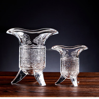 Tasse en verre rétro style Empereur Chinois - Tasse à café et verre à vin créatifs à 3 pieds pour Latte glacé, Americano, Spiritueux