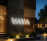Enseigne en métal avec lettres 3D rétroéclairées par LED, personnalisée, étanche, pour montage mural extérieur, logo lumineux pour hôtel, complexe hôtelier, villa, magasin