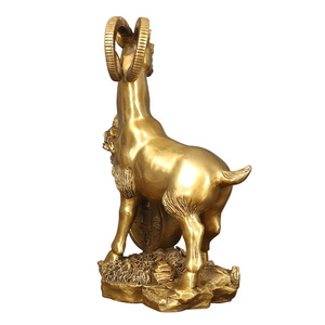 Ornement du zodiaque chinois en laiton moulé, Mouton porte-bonheur, Décoration de table, Artisanat animalier pour le Nouvel An chinois, Cadeau - Product Image 4