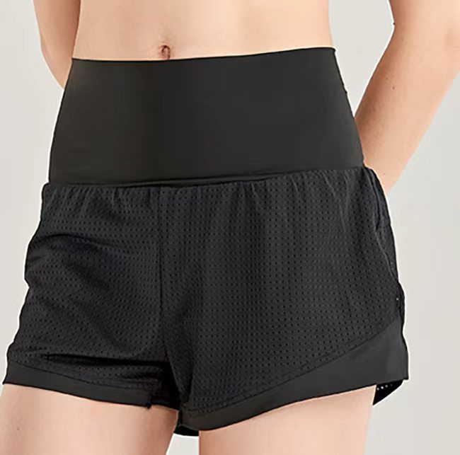 Women's Custom Quick-Dry Two-in-1 Workout Shorts-High-Waisted Elastic Waist Yoga Fitness Shorts Four-Way Stretch Side Pockets
