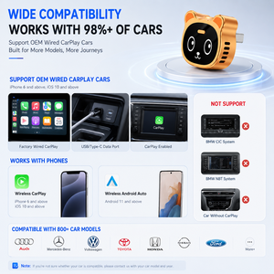 Adaptador Bluetooth CarPlay Portátil con Diseño de Gato en Color Dorado, Conexión Inalámbrica para Estéreo de Auto - Product Image 2