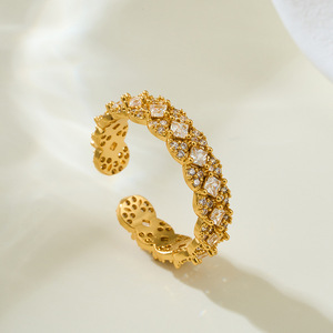 <b>Open</b> <b>Ring</b> Micro Pave Zircon Geometric Shape Adjustable Index Finger Party Jewelry R16515 - Product Image 1