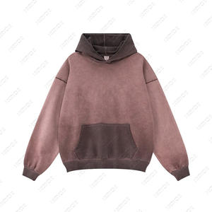 Vintage lavage à capuche unisexe 100% coton poids lourd Streetwear surdimensionné à capuche acide lavé blanc goutte épaule à capuche pour hommes - Product Image 3