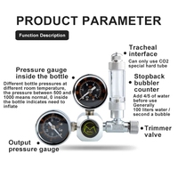 Régulateur de CO2 pour aquarium avec double manomètre, solénoïde, compteur de bulles et valve à aiguille pour aquarium planté – Contrôle précis de la pression