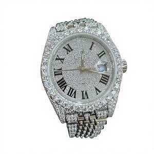 Montre mécanique automatique de luxe pour homme Hip Hop, or blanc VVS, moissanite, acier inoxydable, verre, résistance à l'eau 10 bars, 20 mm - Product Image 1