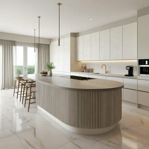 職人技によるモダンスタイルの組み立て式キッチン、トレンディで大胆な溝付きキッチンアイランド - Product Image 1