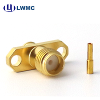 Connecteur femelle SMA LWMC 1.30 Max à souder pour câble semi-flexible et semi-rigide de 0,141 pouce, 2 trous, montage sur bride, jusqu'à 18 GHz