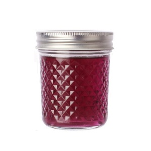Wholesale Diamond Caviar Jar Honey Glass Jar <strong>1</strong> <strong>Liter</strong> Mason Cup Hot Sauce Jam Jar with Curled Tinplate Lid