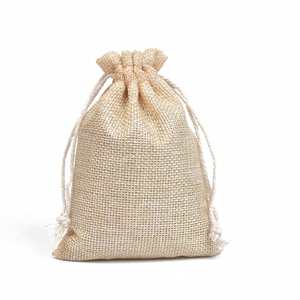 Recycled Natural Linen Drawstring Linen Gift <b>Mini</b> Jute Drawstring Gift Bag - Product Image 2