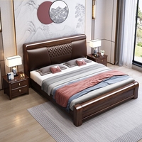 Lit en bois massif en bois de santal doré violet, taille king, chambre principale, style moderne simple, lit double, style chinois, meubles de chambre à coucher avec rangement