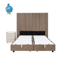 Lit double capitonné de luxe européen sur mesure avec tête de lit haute, réglable, gain de place, avec rangement à vérin à gaz