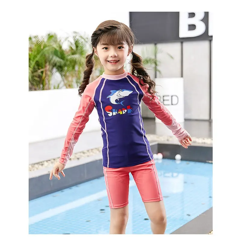 Top Qualität Kinder 2 Stück Schwimmen Set Jungen Mädchen Nassen Anzug Sonne Block Langarm Kinder Tauchen Anzug Split Badeanzug