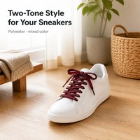Lacets ronds bicolores en polyester de marque YST en gros, couleurs vives mélangées pour baskets et chaussures de course, en vrac, OEM ODM