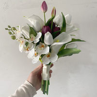 Bouquet de simulation réaliste, léger et durable, fait main, style coréen, avec lys calla et tulipes, élégant pour mariée française