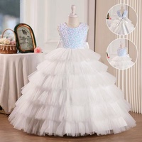 Robe de soirée formelle superposée de haute qualité pour filles, avec de magnifiques fleurs, longue, pour robe de cérémonie pour enfants, robe de princesse