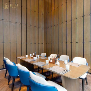 JEILI Ensemble de mobilier commercial <span class=keywords><strong>pour</strong></span> restaurant chinois : Banquette d'angle, chaise à dossier en rotin moderne et table en pierre blanche <span class=keywords><strong>pour</strong></span> projets hôteliers - Product Image 3