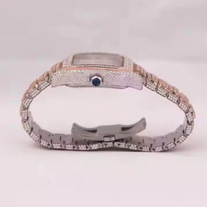 Men's Iced Moissanite Diamond Stainless Steel Quartz <b>Watch</b> <b>Case</b> Two-Tone White Gold Silver Eco-Friendly Luxury ETA Movement - Product Image 3