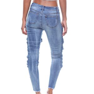 OEM 2024 Summer New Women Fashion Clothes Ripped Skinny Jeans <b>Sexy</b> Hot Pants <b>Outfit</b> With Black Fishnet Underneath - Product Image 4