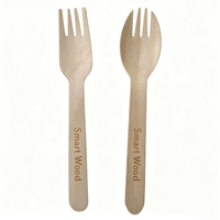 Ensemble de couverts jetables portables en bois de bouleau léger pour le voyage, la randonnée, le camping et les repas en plein air