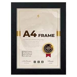 Bán buôn A4 màu đen hình ảnh bằng gỗ khung Wall Mount bảng đứng vật liệu gỗ giấy chứng nhận khung ảnh - Product Image 1