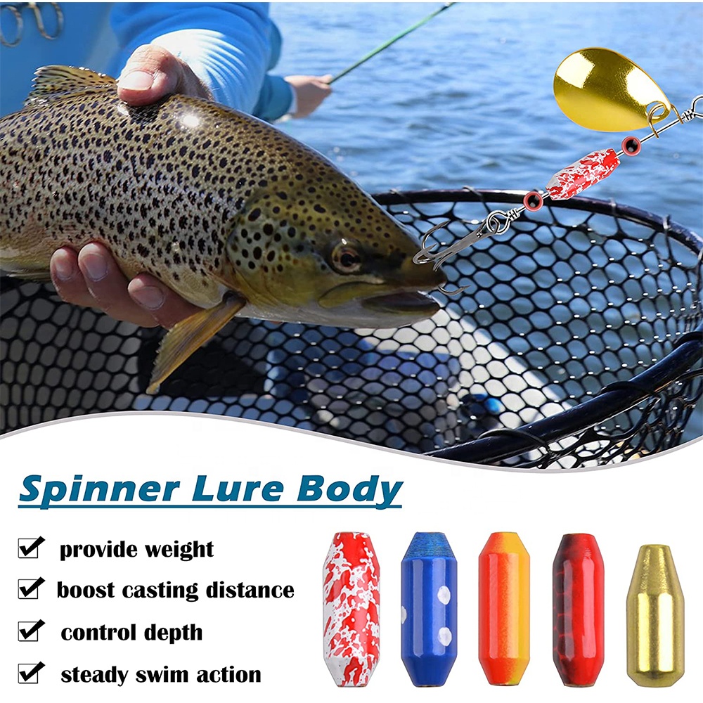 brass lure fishing bodies Spinner smooth and streamlined Dr.Fish 30pcs Cylinder Spinner Lure