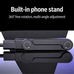 Câble de données 2-en-1 240W 5A à charge rapide en cuivre pur et silicone avec support de téléphone, coudé à 90° et rotation à 360° multi-angles, Type-C vers Type-C - Product Image 4