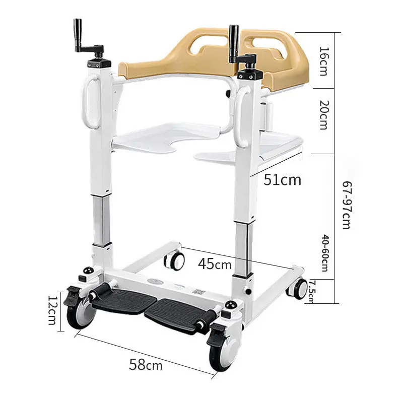 Hydraulischer Multifunktions-Krankenhaus haushalt Patienten lift Transfer Commode Stuhl Behinderter Transfer lift Rollstuhl