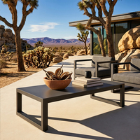 Mesa de Centro de Aluminio Sólido para Exteriores, Superficie sin Costuras Resistente a los Arañazos, para Terraza de Hotel o Resort