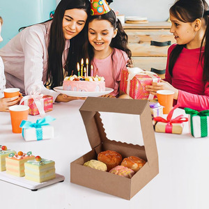 B407 Kraft Cửa Sổ Rõ Ràng Bánh Hộp Bánh Bánh Ngọt Cookie <span class=keywords><strong>Mini</strong></span> <span class=keywords><strong>Pie</strong></span> Pastry Tráng Miệng Dâu Tây Sô Cô La Bán Buôn Charcuterie Hộp - Product Image 5