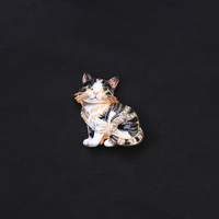 Broche vintage en émail à motif chat rayé orange, style smoking, avec cristaux, accessoire pour foulard, tendance