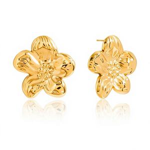 ต่างหูรูปดอกไม้สไตล์ฝรั่งเศสย้อนยุค ดีไซน์รูปดอกไม้สุดหรู ทำจากสแตนเลสสำหรับผู้หญิง Abbott 40 กรัม - Product Image 1