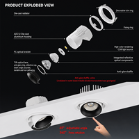 Plafonnier LED encastré carré de qualité muséale CRI97 TM-30, anti-éblouissement, COB, en fonte, dimmable, pour galerie, compatible BIM DIALux
