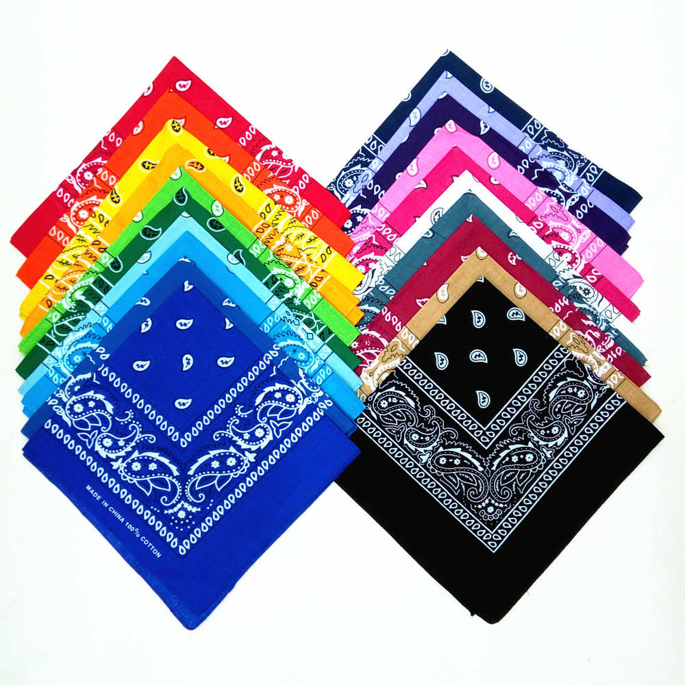 20 renkler erkekler kadınlar pamuk Bandana eşarp bandı saç bandı erkek spor boyun Paisley baskılı kare eşarp Hip Hop sürme Bandana