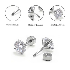 Piercing de cuerpo personalizado joyería ASTM F136 titanio Labret nariz Stud tallo largo roscado Zircon <span class=keywords><strong>labio</strong></span> uñas Ti hilo interno <span class=keywords><strong>pendientes</strong></span> - Product Image 4