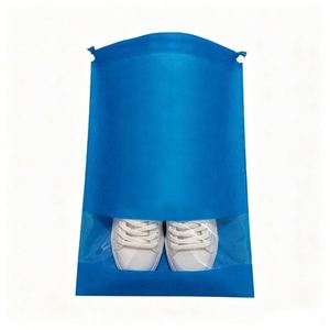Sac à chaussures en non-tissé écologique avec logo personnalisé, anti-poussière, pour le voyage, avec cordon de serrage et fenêtre transparente pour le rangement - Product Image 3