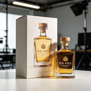 Boîte d'emballage de détail pliable en carton artisanal de luxe avec gaufrage à chaud doré pour Tequila <span class=keywords><strong>Anejo</strong></span> Blue Agave - Product Image 1