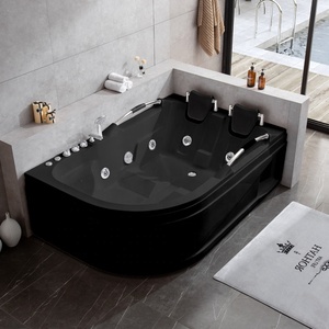 Nouveau noir Jakuzzi vente en gros de baignoire de massage à jet d'air bon marché hôtel baignoire de massage double en acrylique avec douche - Product Image 1